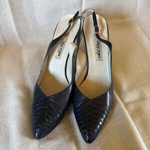 Italian Designer, Lorbac's Classy, Navy Leather Heels